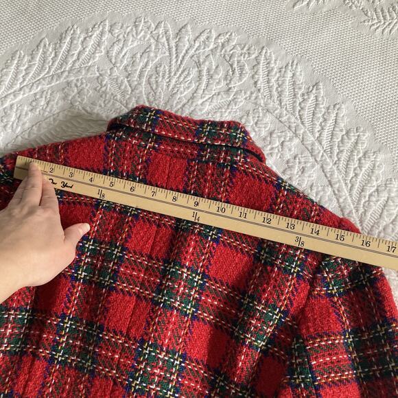 Talbots Blazer Red Tartan Plaid Wool Holiday Jacket Party office career Size 4 - Picture 16 of 16